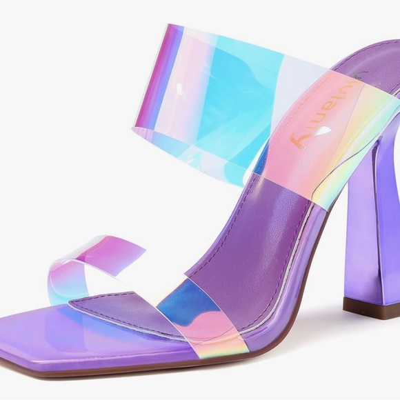 Women two strap block heeled slip ons. SIZE 8 - Picture 2 of 6